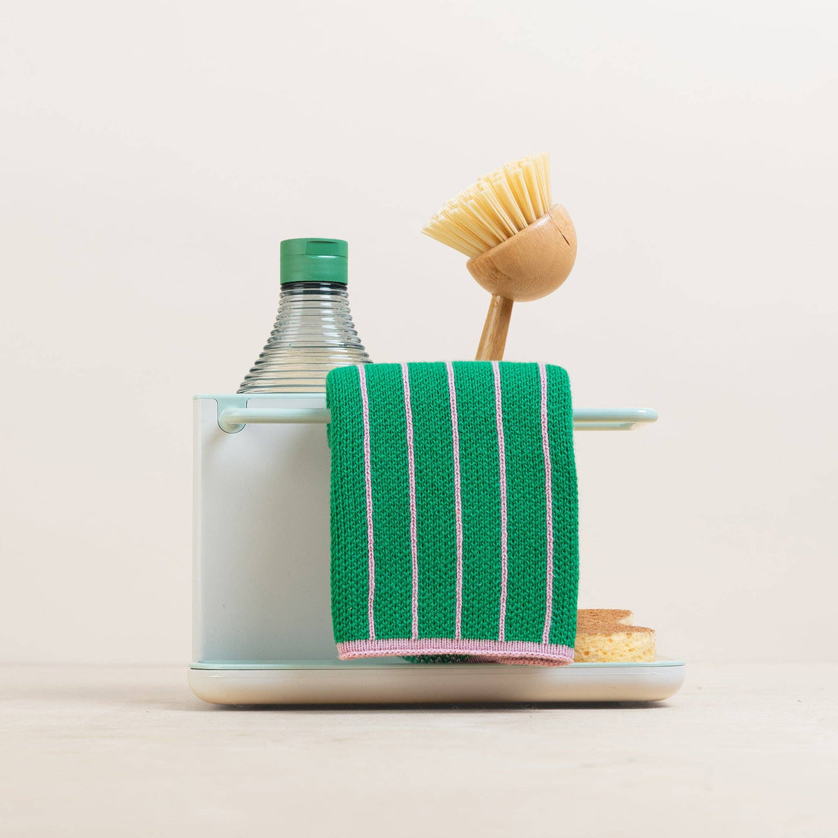Reusable & Eco-Friendly Cotton Dishcloths: Striped Green