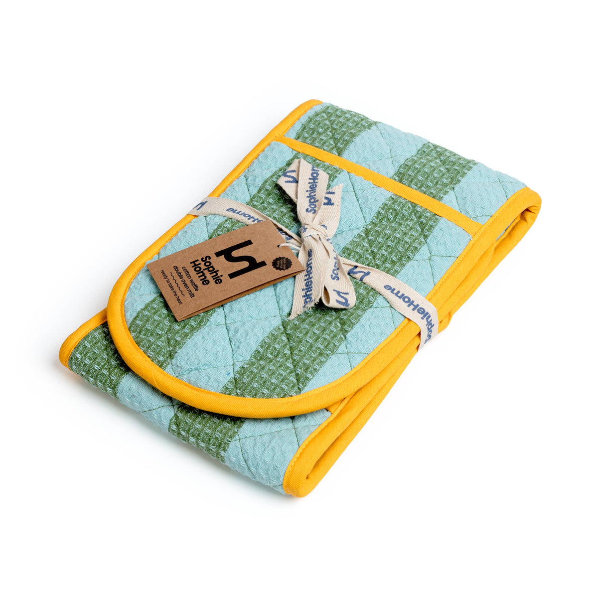 Oven Glove: Striped Green & Blue