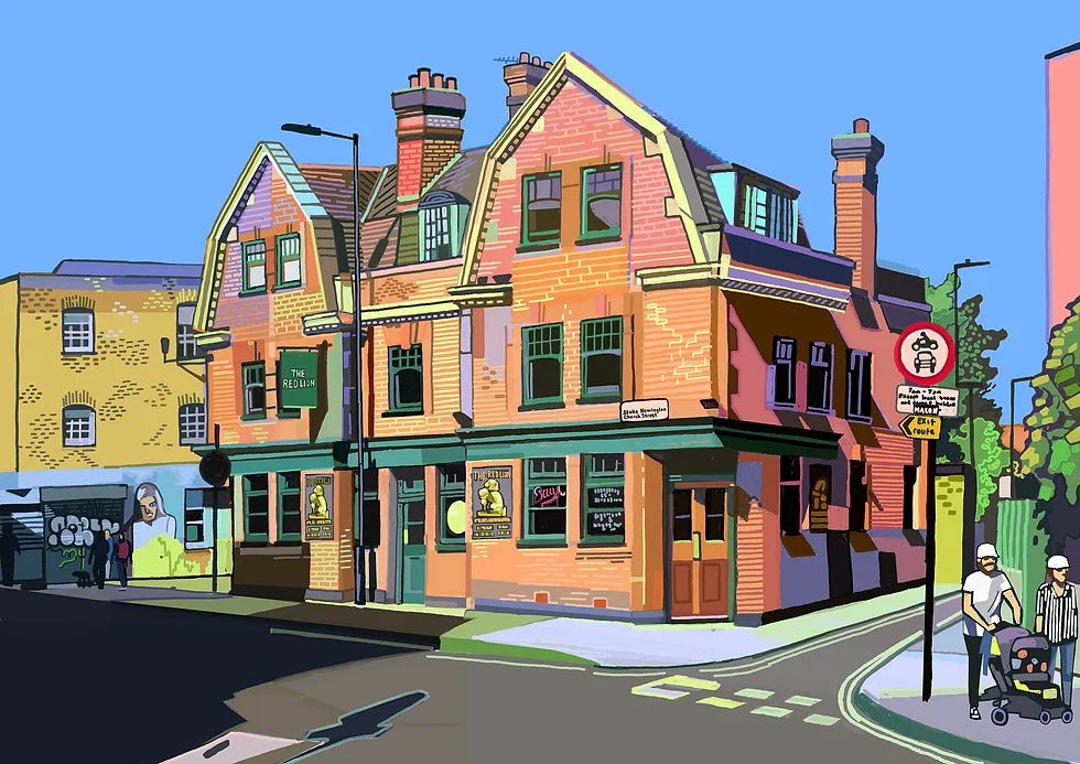 Stoke Newington Print. The Red Lion – A Church Street institution – ideal for pints and pizzas in the beer garden, live sport on the big screen and people-watching.