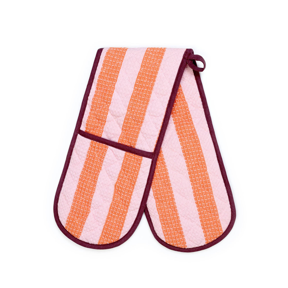 Oven Glove: Striped Pink & Orange