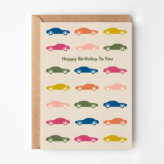 Happy Birthday Cars Greetings Card