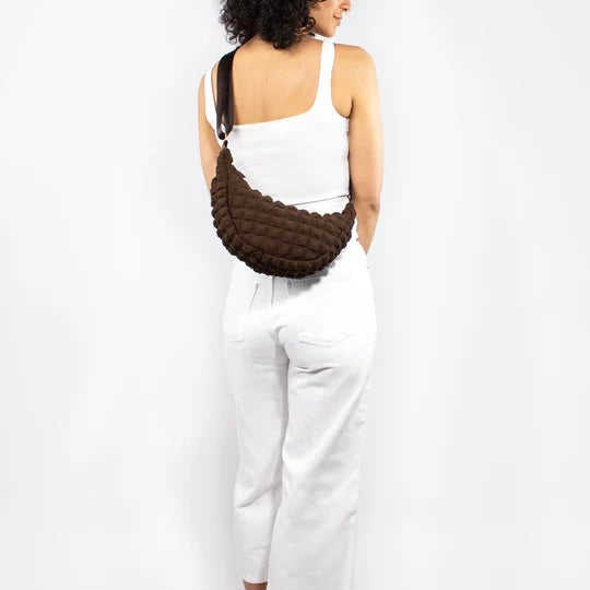 Kind Bag crossbody bag in warm brown waffle fabric – eco crossbody with a natural, understated look