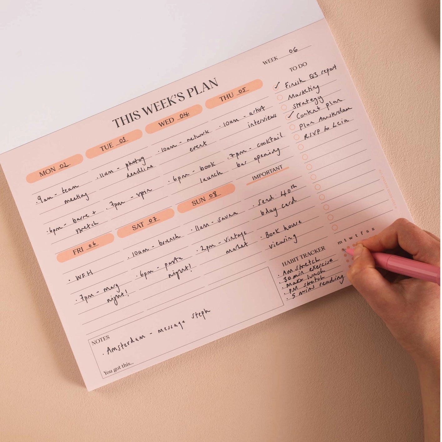 A4 Weekly Planner Pad