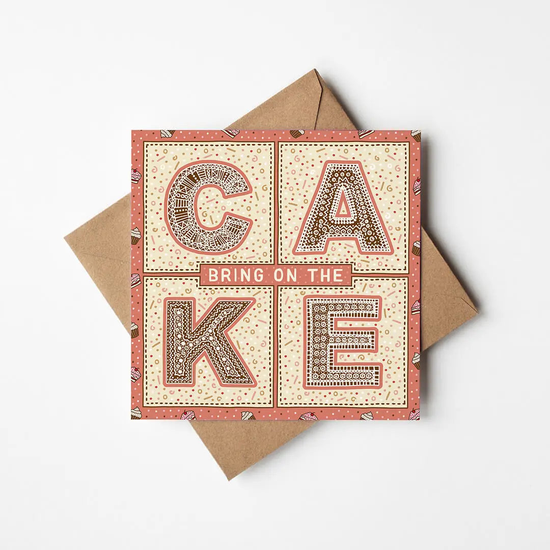 Bring On the Cake Typographic Card