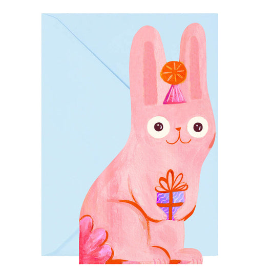 Die Cut Birthday Rabbit Greetings Card