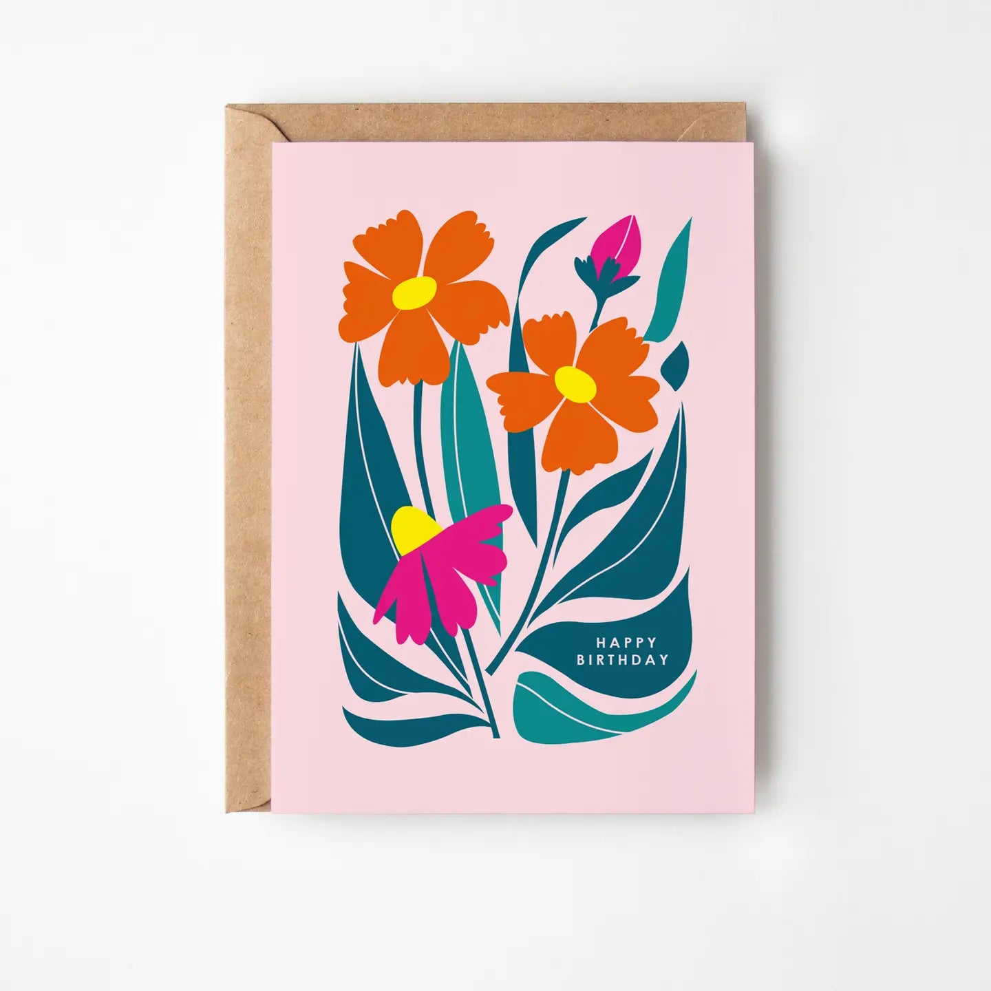 Teal Leaves Birthday Card