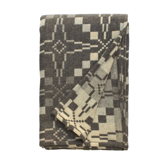 Melin Tregwynt Vintage Star Throw – Slate grey Wool Blanket