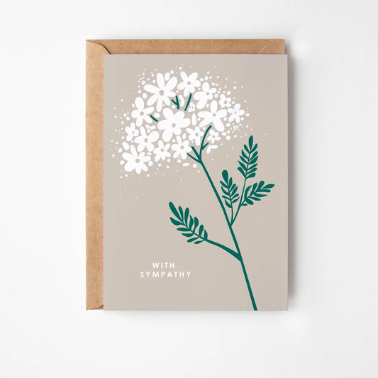 With Sympathy Cow Parsley Card