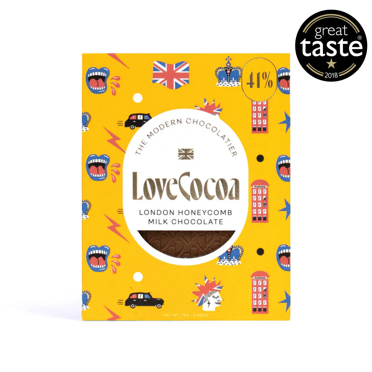 Love Cocoa London Honeycomb - A London‑edition twist on honeycomb milk chocolate, combining crisp honeycomb chunks with smooth Colombian milk chocolate for a comforting yet playful flavour.