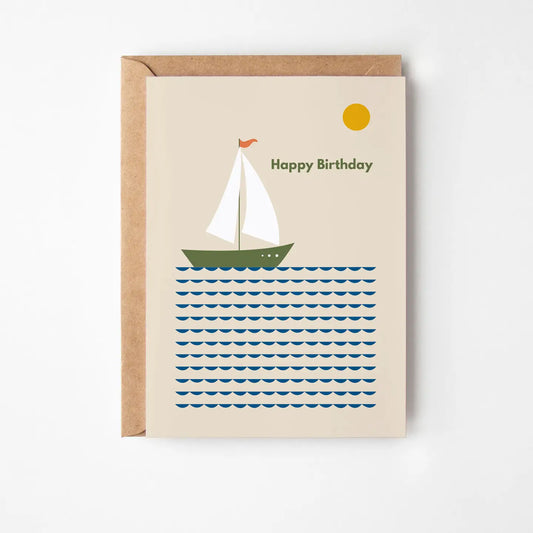 Happy Birthday Boat Greetings Card
