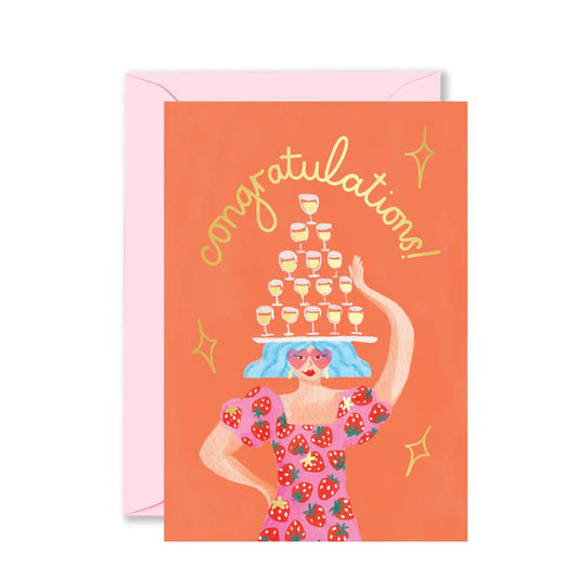 Congratulations Champagne Tower Card
