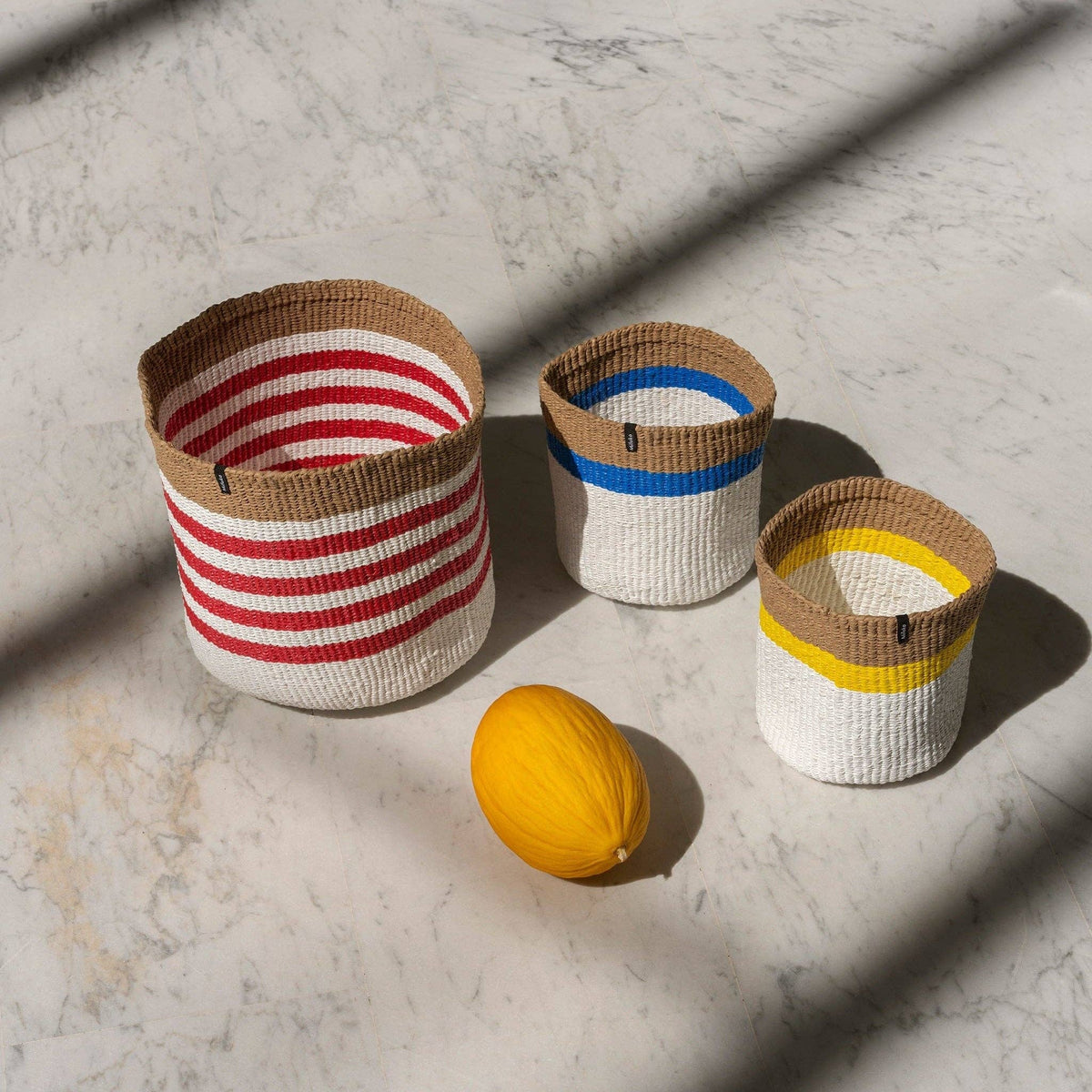 Kiondo basket | Top stripe yellow XS