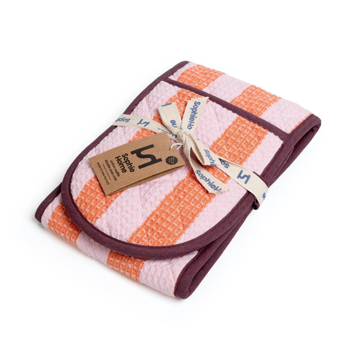 Oven Glove: Striped Pink & Orange