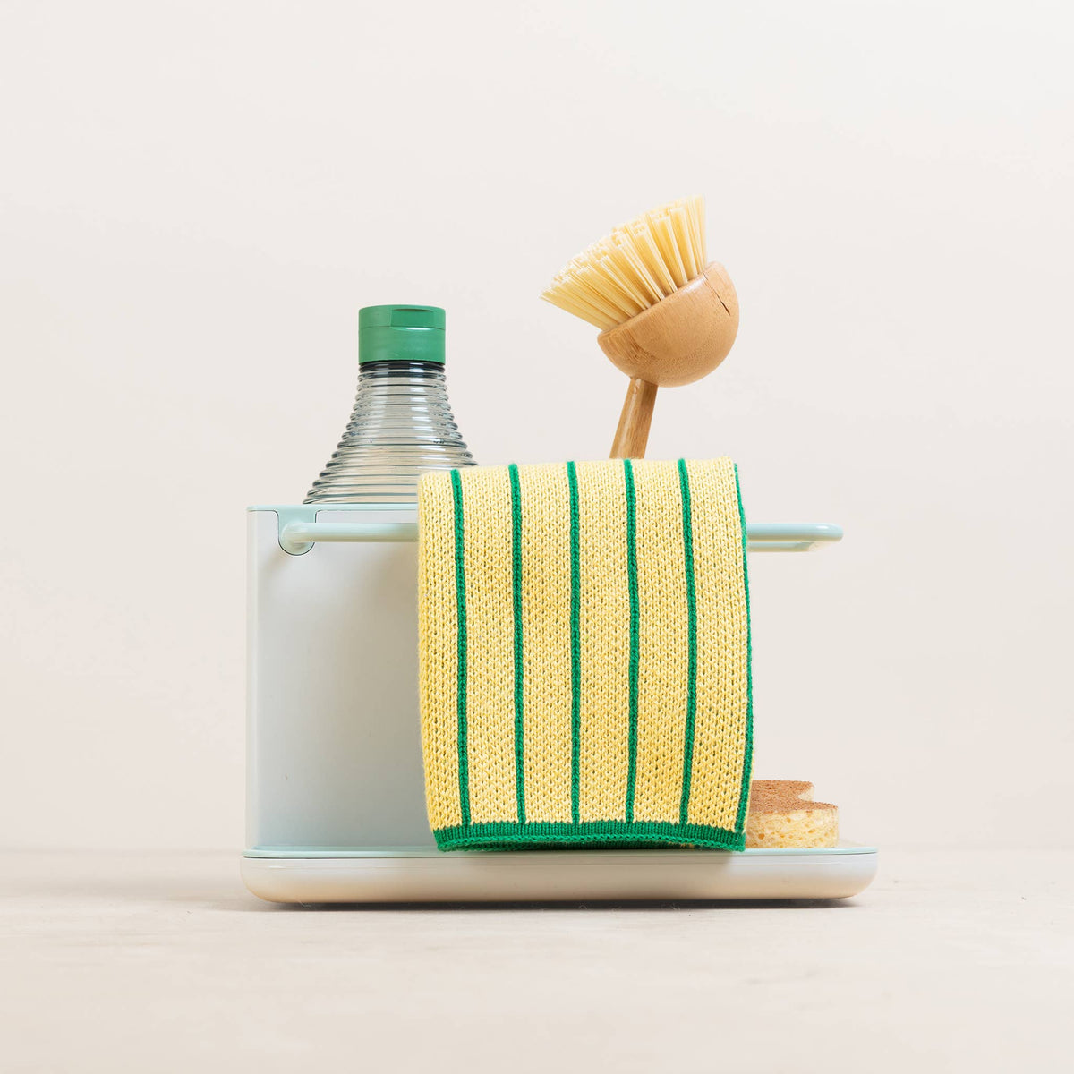 Reusable & Eco-Friendly Cotton Dishcloths: Striped Green