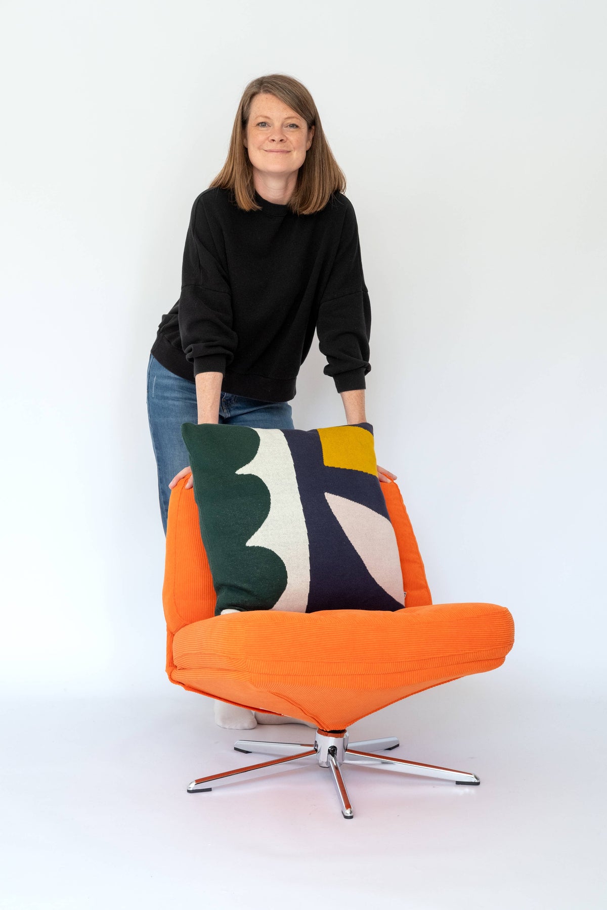 Cotton Knit Throw Pillow/Cushion Cover - Orbi Navy