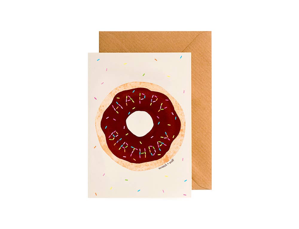 SCRATCH + SNIFF Happy Birthday Rainbow Sprinkles Donut card