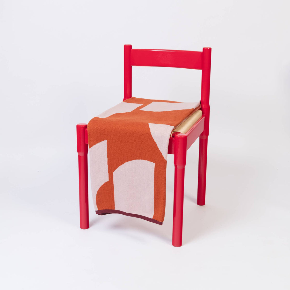 Cotton Knit Throw Blanket: Deko Orange