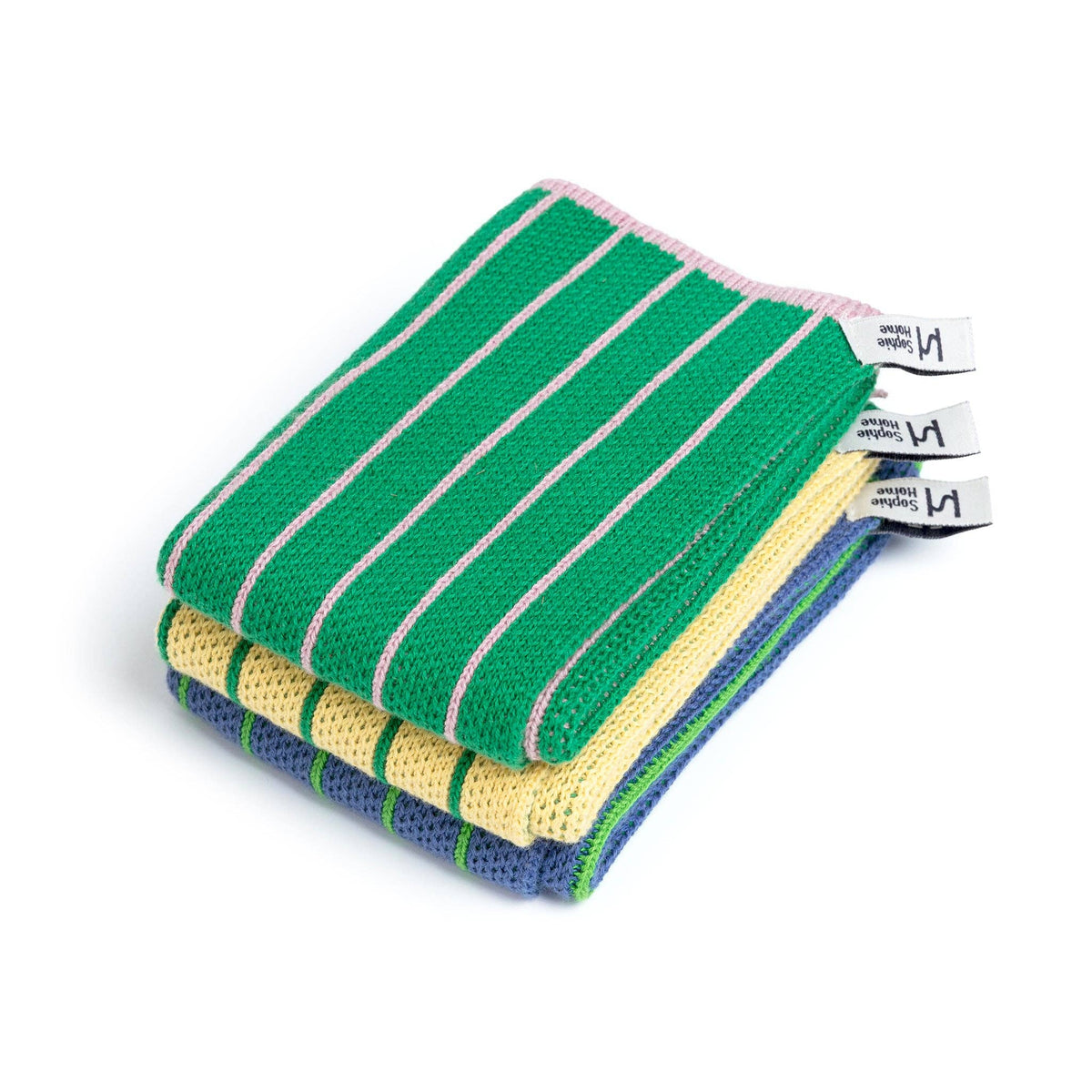 Reusable & Eco-Friendly Cotton Dishcloths: Striped Green