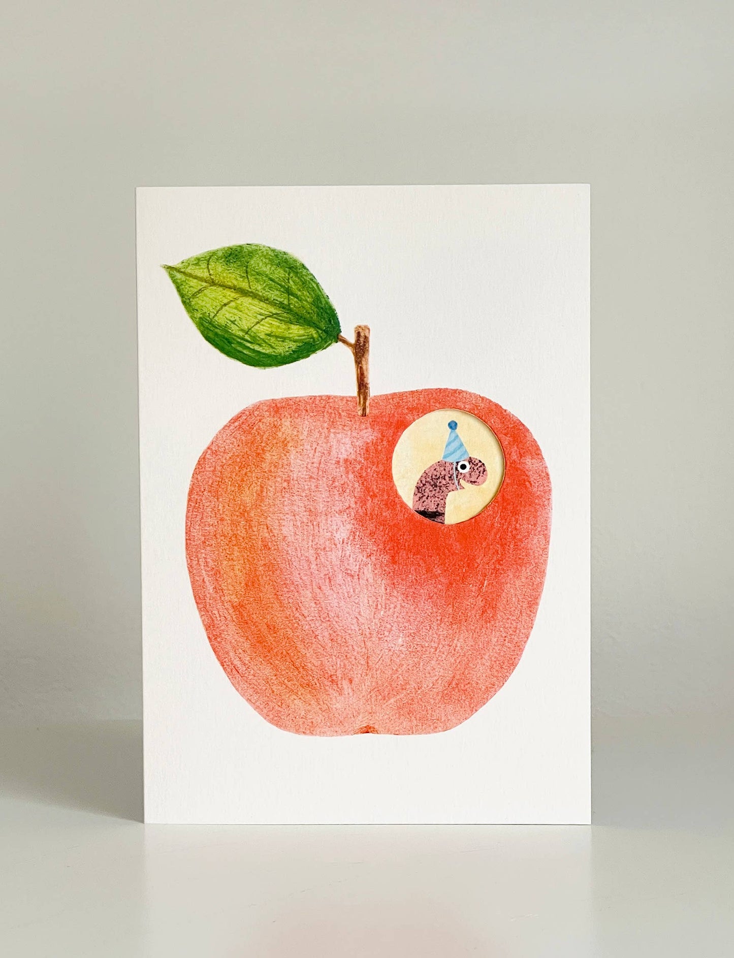 Birthday Apple + Worm Greeting Card