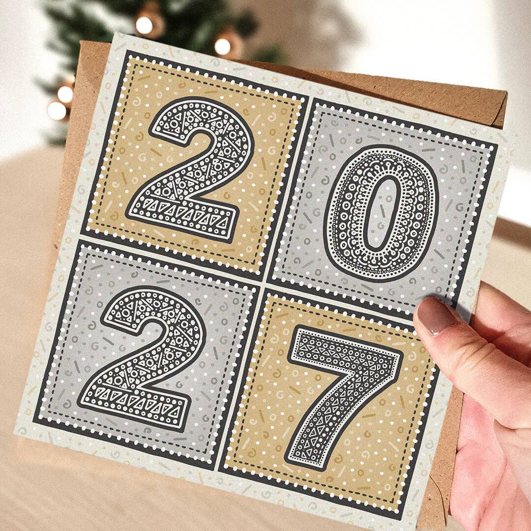 Gold and Silver Unique 2027 New Year Card