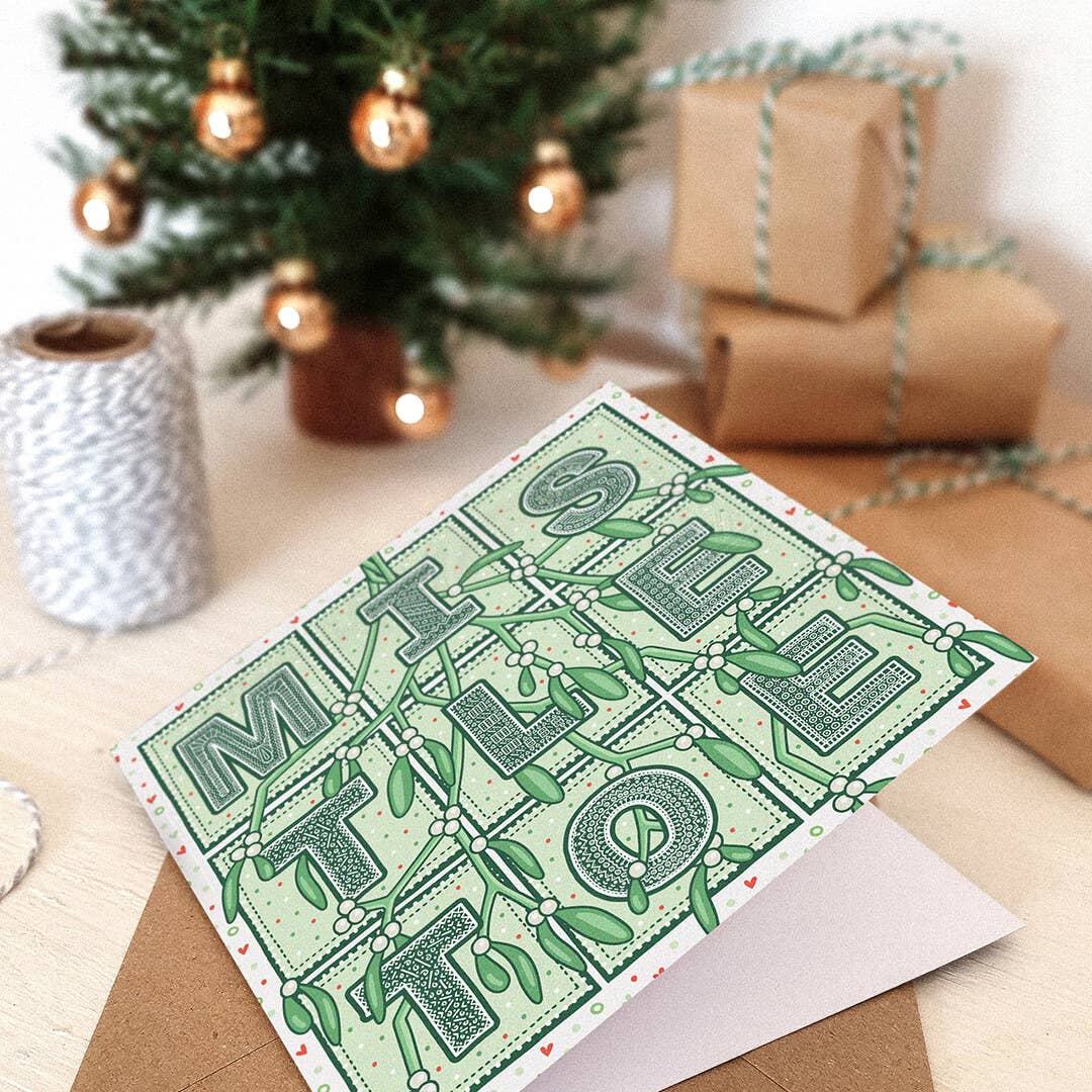 Romantic Mistletoe Christmas Card