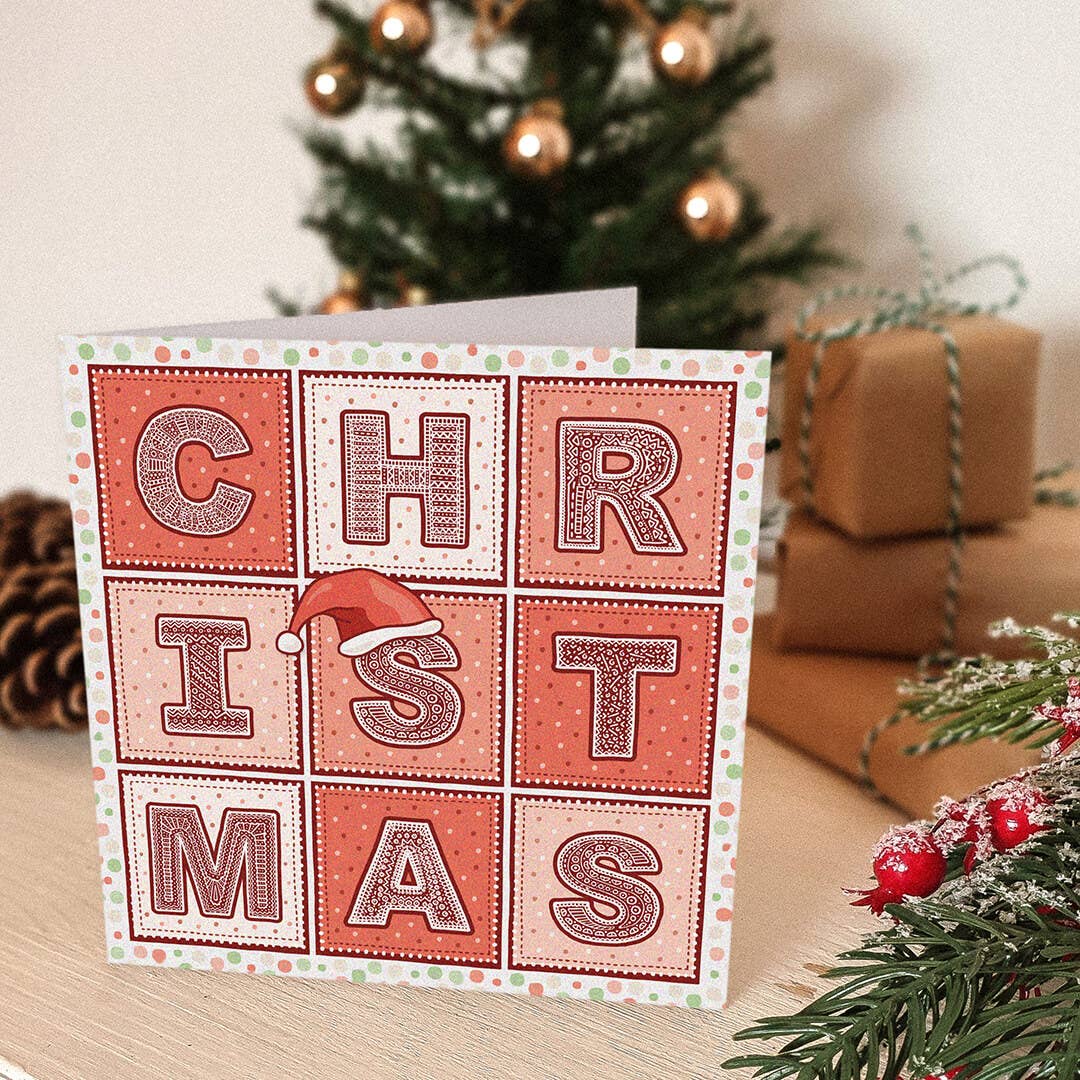 Unique Red Typographic Christmas Card