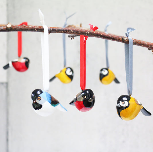 Hand Carved Wood Bird Ornaments