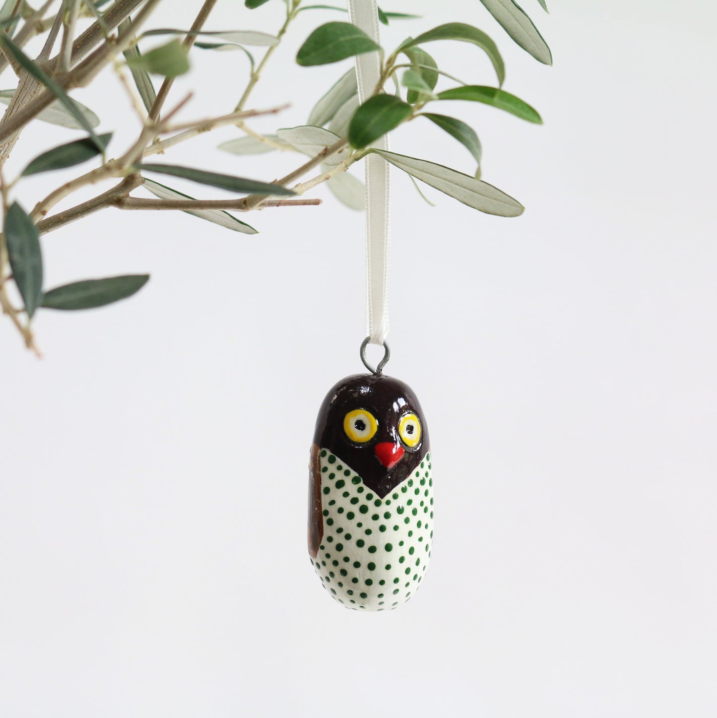 Hand Carved Wood Owl Ornaments