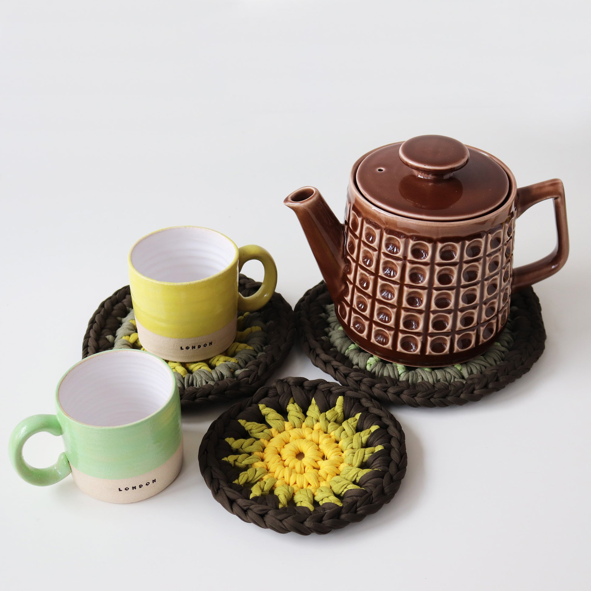 bright citrus Lesley McShea handcrafted London mugs